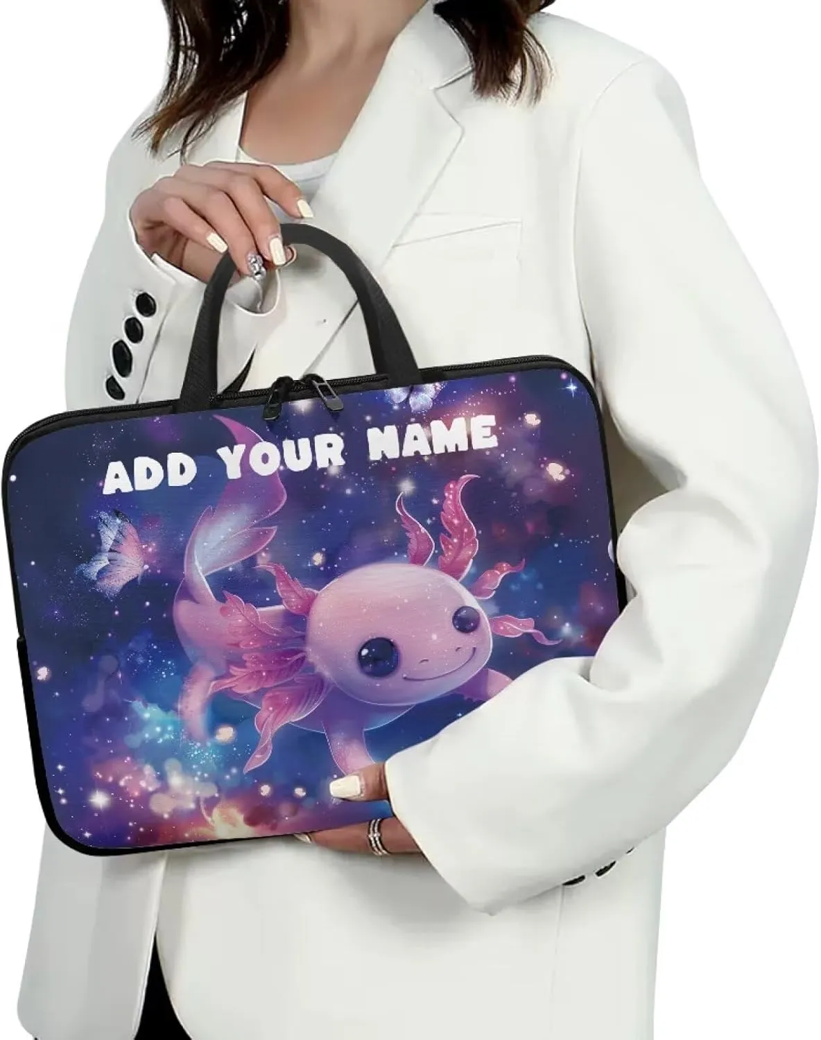 Custom Name Laptop Sleeve Add Your Name Custom Personalized 12 Inch Computer Bag Fashion Computer Carrying Case with Handle Briefcase for Travel Work School