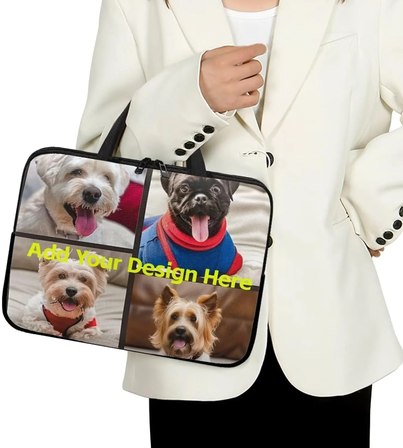 Custom Photo Laptop Sleeve Add Your Photo & Your Family Photo Your Pet Photo Custom Personalized 10 Inch Computer Bag Fashion Computer Carrying Case with Handle Upload Photo