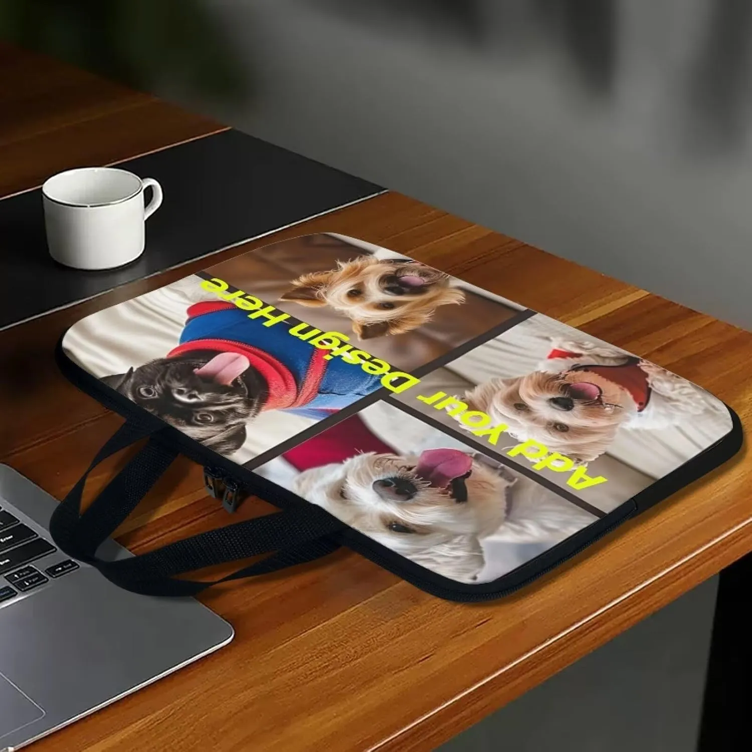 Custom Photo Laptop Sleeve Add Your Photo & Your Family Photo Your Pet Photo Custom Personalized 10 Inch Computer Bag Fashion Computer Carrying Case with Handle Upload Photo