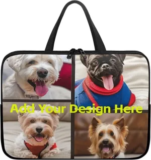 Custom Photo Laptop Sleeve Add Your Photo & Your Family Photo Your Pet Photo Custom Personalized 10 Inch Computer Bag Fashion Computer Carrying Case with Handle Upload Photo