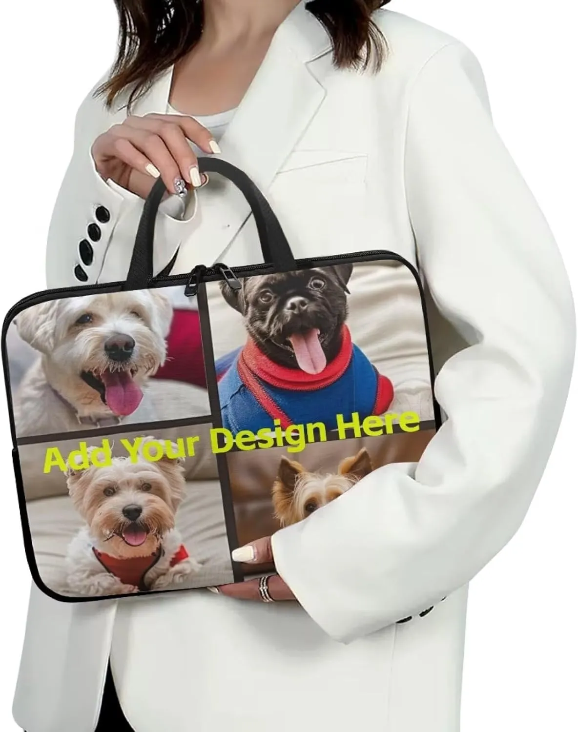 Custom Photo Laptop Sleeve Add Your Photo & Your Family Photo Your Pet Photo Custom Personalized 10 Inch Computer Bag Fashion Computer Carrying Case with Handle Upload Photo