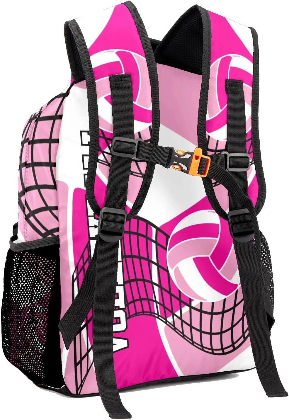 Customized Volleyball Pink Waterproof Backpack with Name for Hiking Camping Picnic