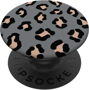 Cute Animal Mid Grey Gray Cheetah Print Leopard Design PopSockets Swappable PopGrip