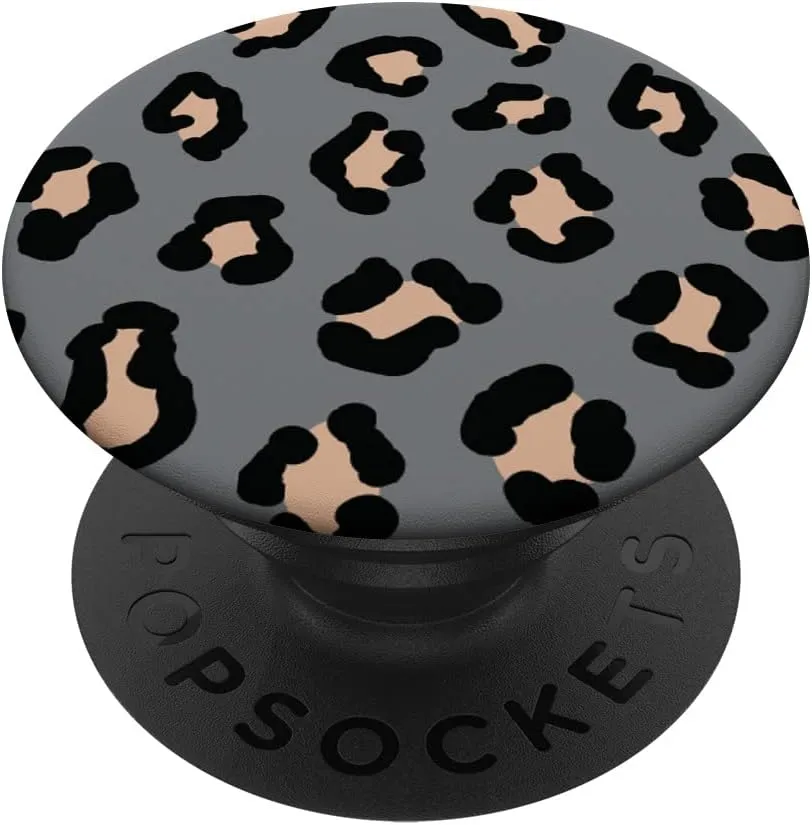 Cute Animal Mid Grey Gray Cheetah Print Leopard Design PopSockets Swappable PopGrip