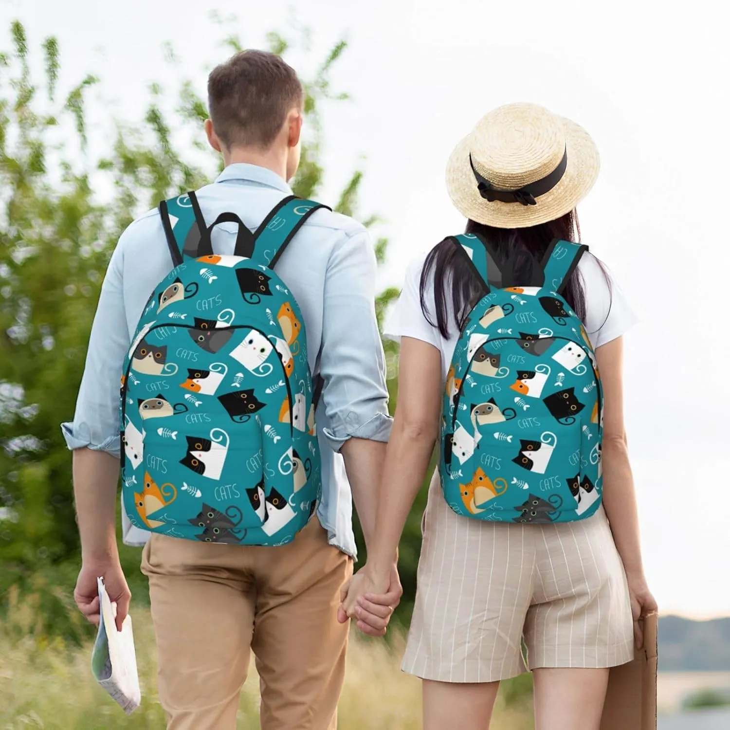 Cute Cats Backpack 15.7 Inch Laptop Backpack Travel Hiking Daypack Multipurpose Bookbag For Men Women