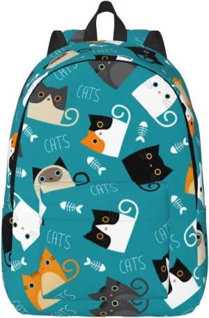 Cute Cats Backpack 15.7 Inch Laptop Backpack Travel Hiking Daypack Multipurpose Bookbag For Men Women