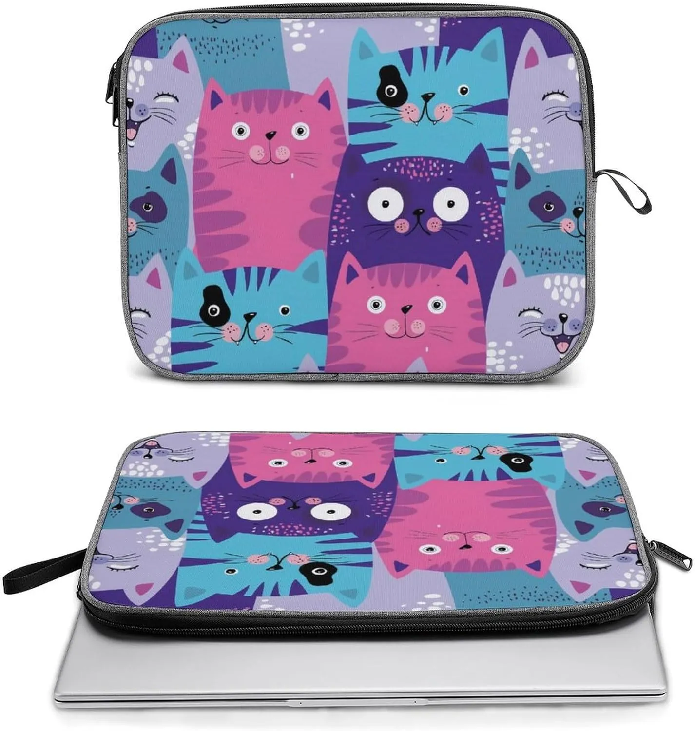 Cute Cats Head Large Capacity Portable Laptop Case Unisex