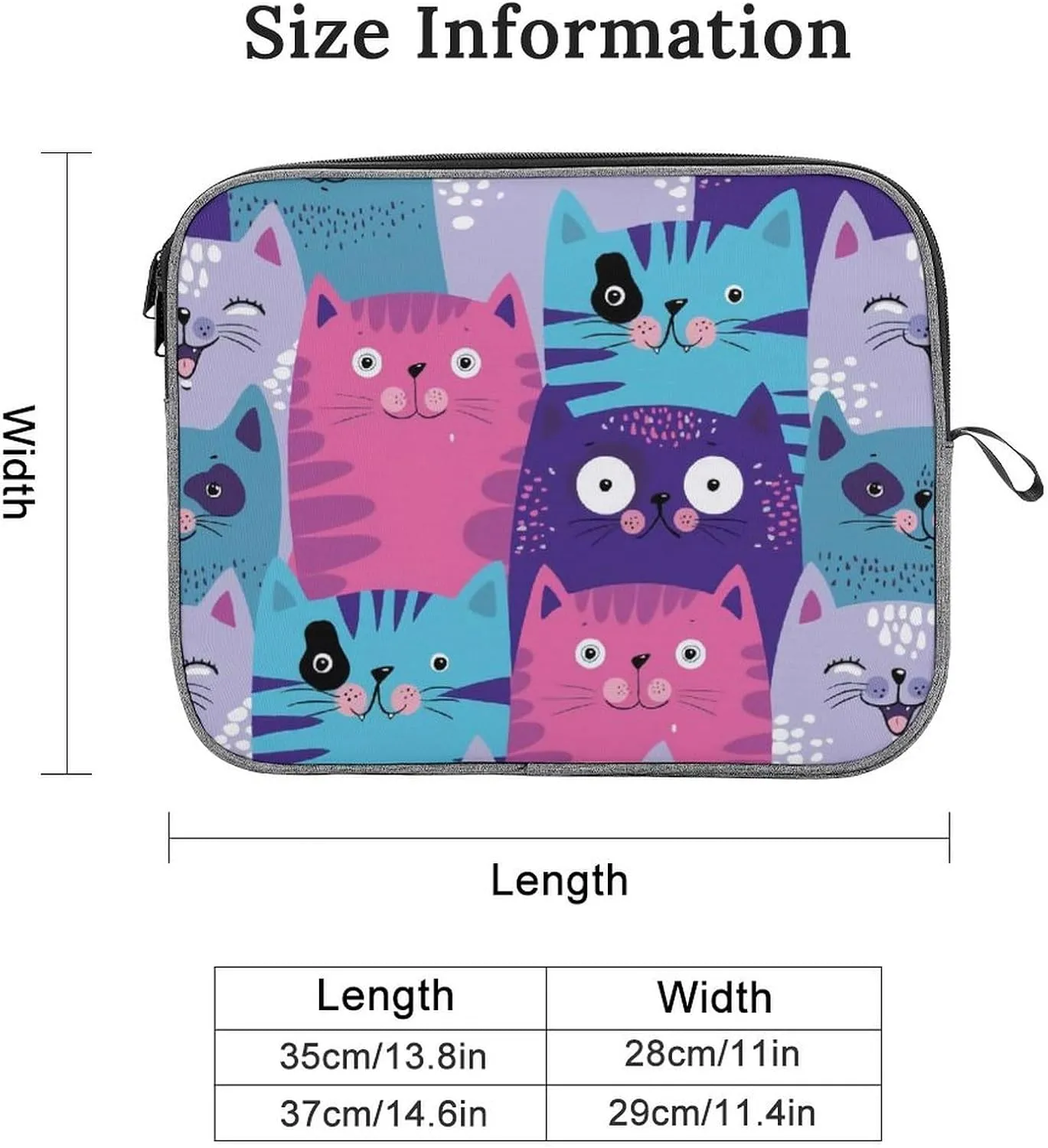 Cute Cats Head Large Capacity Portable Laptop Case Unisex
