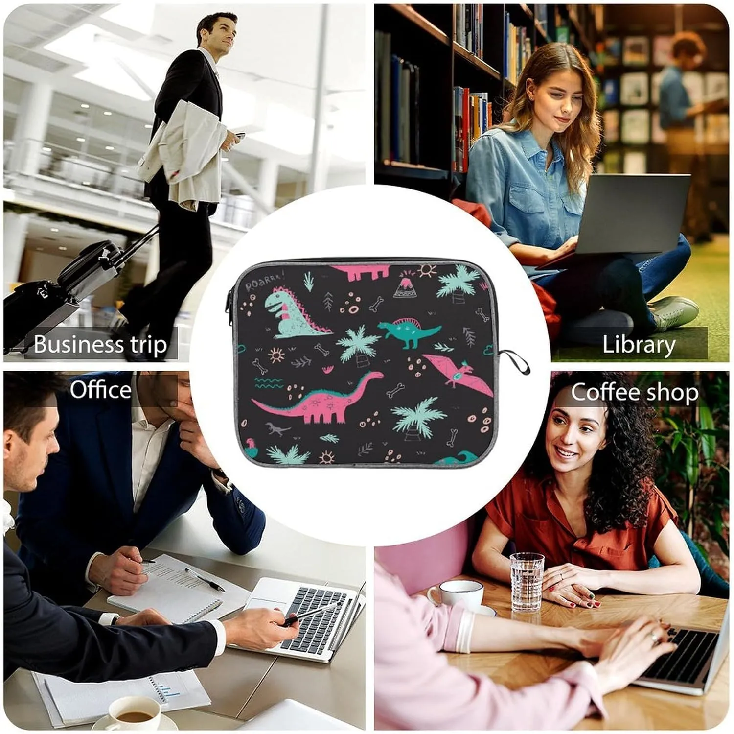Cute Cats Head Large Capacity Portable Laptop Case Unisex