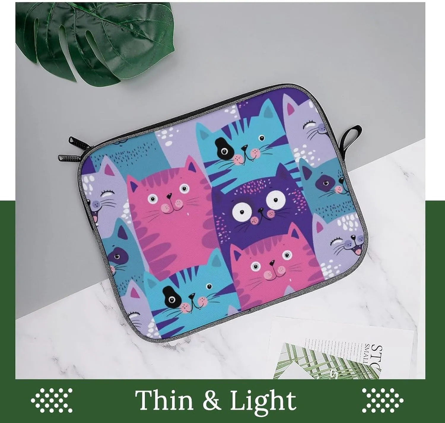 Cute Cats Head Large Capacity Portable Laptop Case Unisex