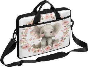 Cute Elephant Garland Laptop Case Bag with Detachable Strap Waterproof Laptop Bag Notebook Carrying Case 15.6 inch Laptop Sleeve Bag for Men Women Work Travel