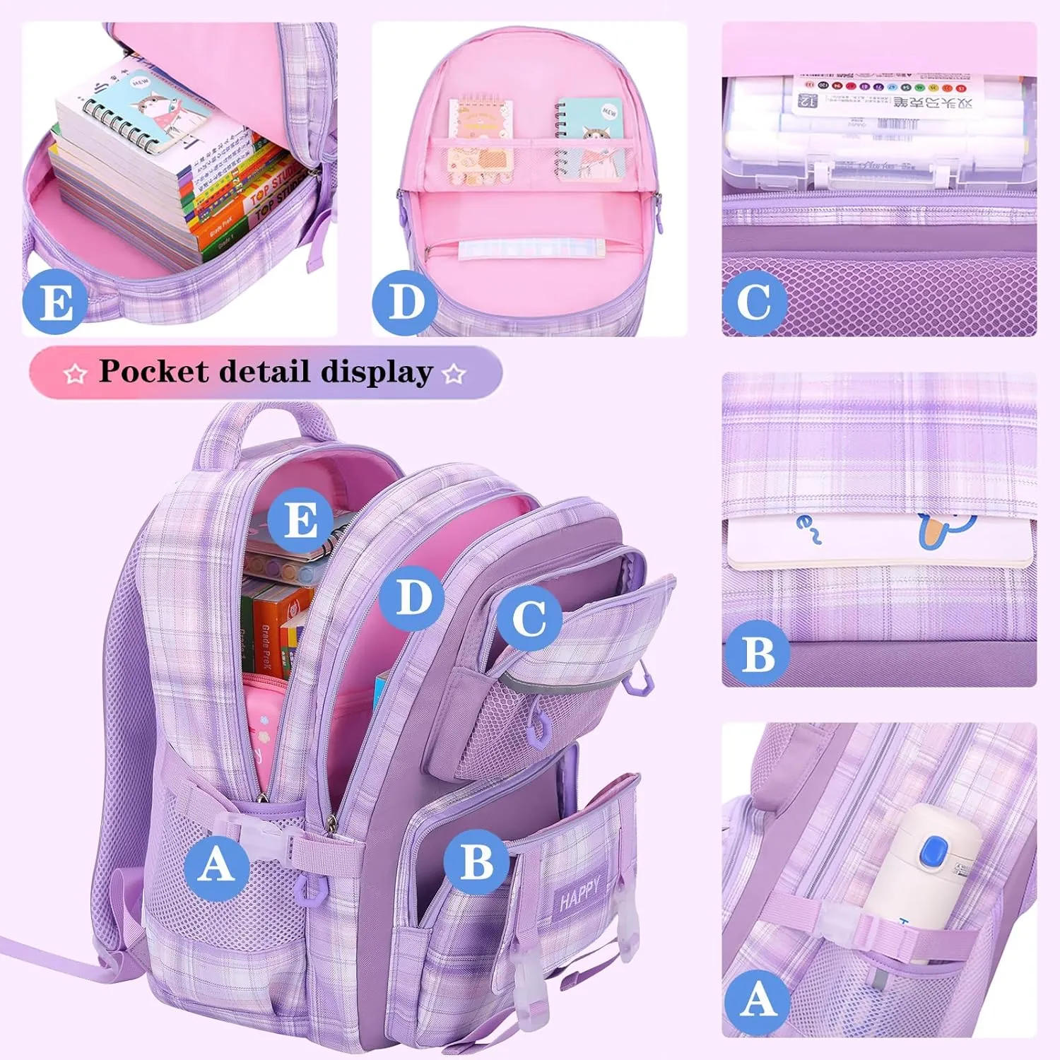 Cute Girls Backpack, Cartoon Kids School Bag 16.5 Inch Laptop Backpack with 2 Pencil Cases (Pink)