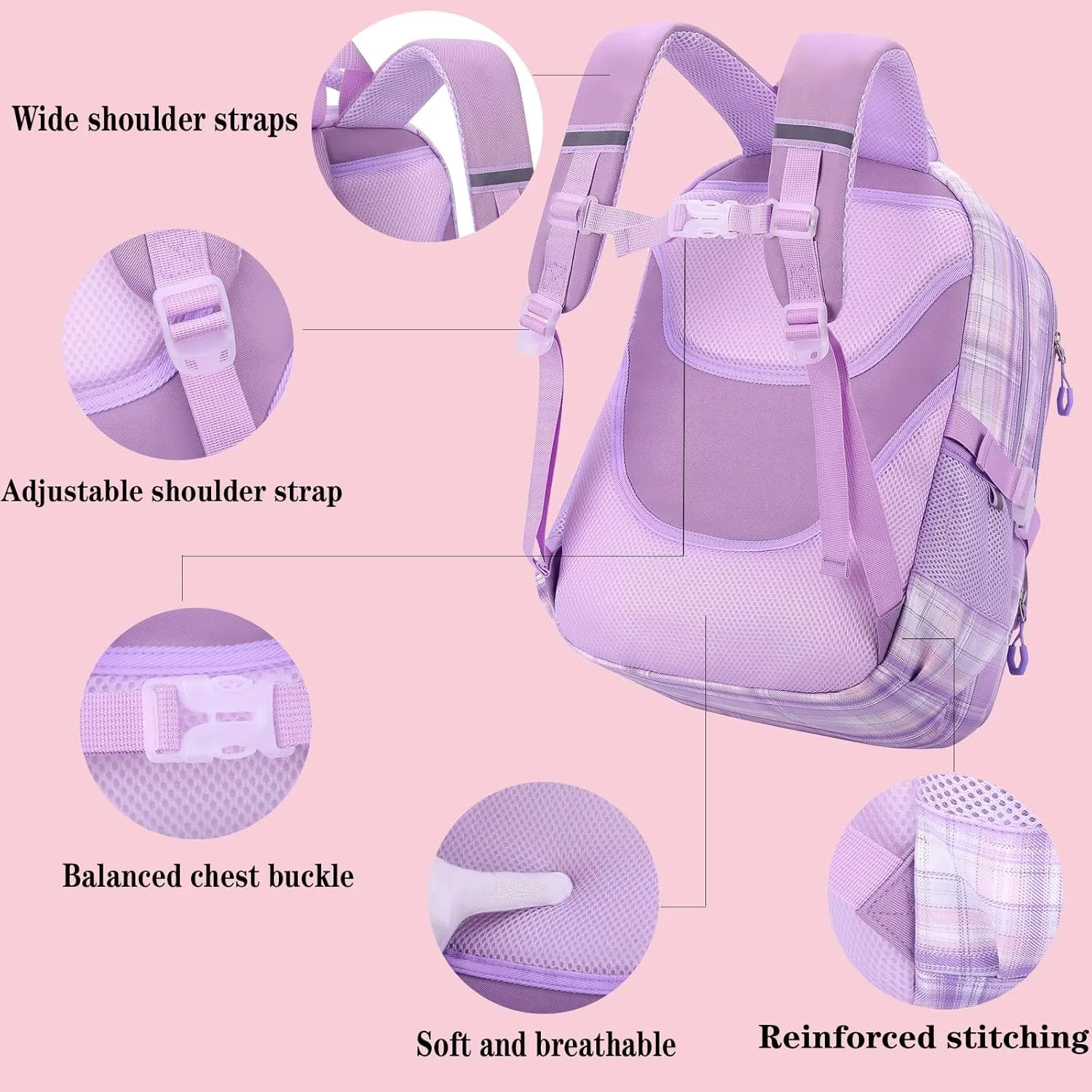 Cute Girls Backpack, Cartoon Kids School Bag 16.5 Inch Laptop Backpack with 2 Pencil Cases (Pink)