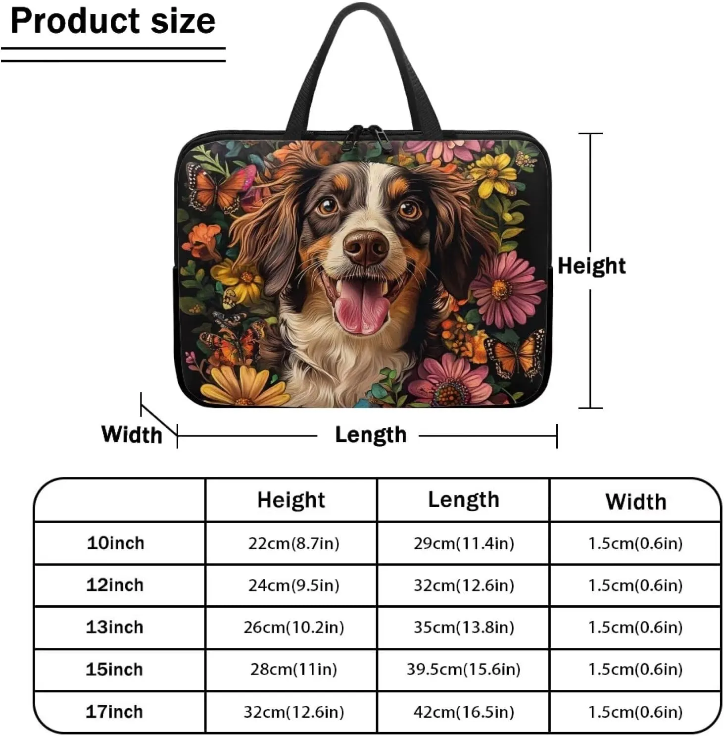 Cute Puppy Laptop Bag with Handle for Women Flower Lightweight Computer Bag for Teens Portable Computer Bag Premium Laptop Briefcase 12 Inch Tech Organizer Handbag