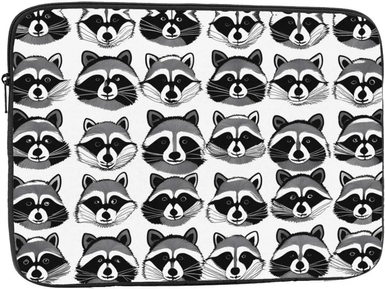 Cute Raccoon Pattern Shockproof Portable Laptop 17 inch Sleeve Bag for Men and Women - Ideal for Business Travel, School, and Daily Use