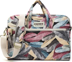 DACHEE Colorful Feather Pattern 15 inch Waterproof Laptop Shoulder Messenger Bag for 14 Inch to15.6 inch Laptop 15 laptop Case