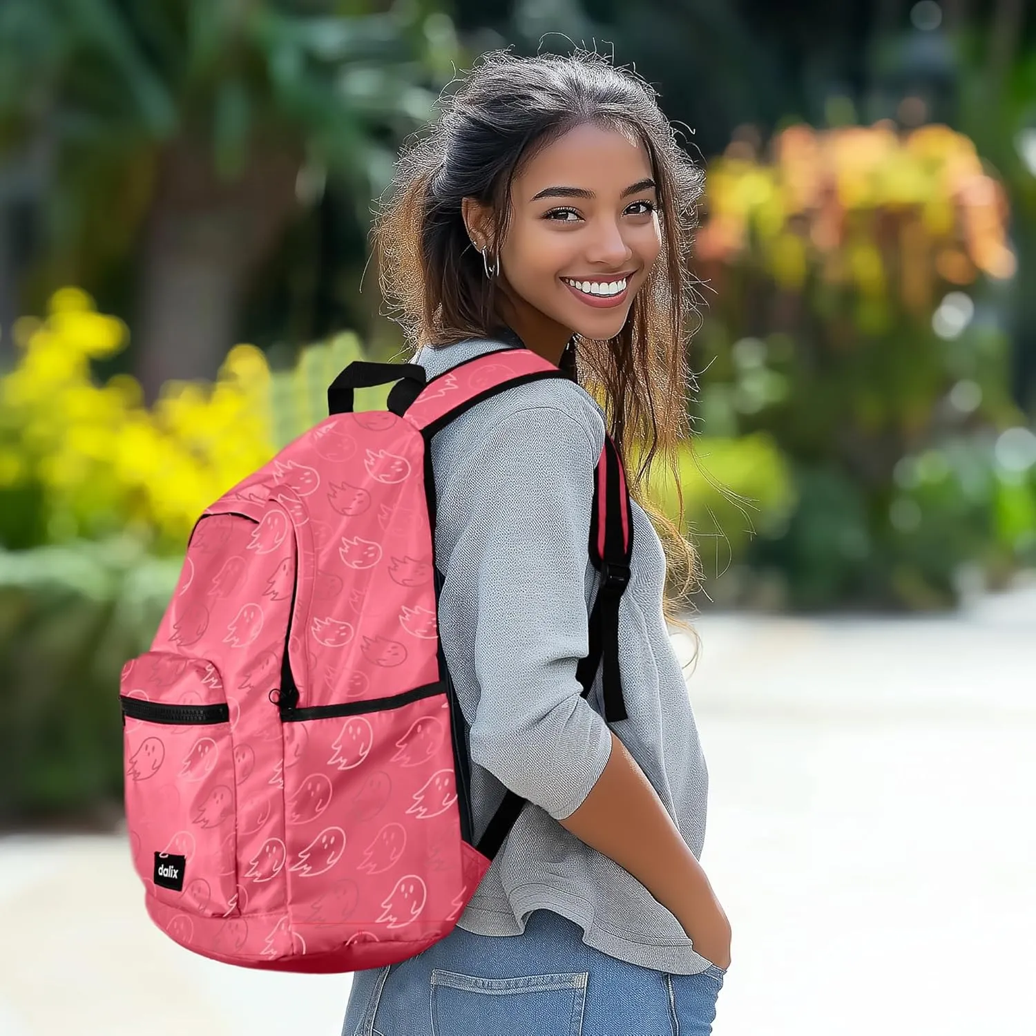 DALIX Everyday Explorer Backpack in Hot Pink Ghost for Travel Laptop Book Bag for Men Women