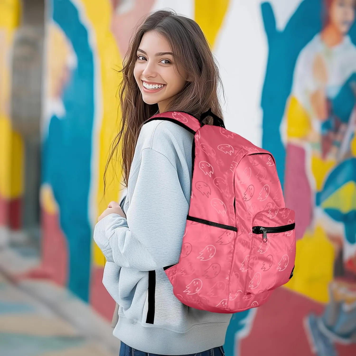 DALIX Everyday Explorer Backpack in Hot Pink Ghost for Travel Laptop Book Bag for Men Women