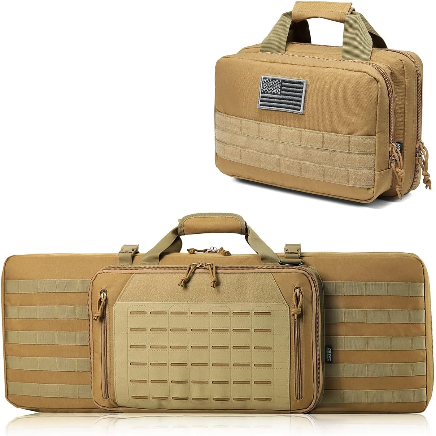 DBTAC Double Rifle Bag 32" (Tan)   Range Bag XS for 1~2 Pistol (Tan), Lockable Zipper, Durable Material, Compact Design