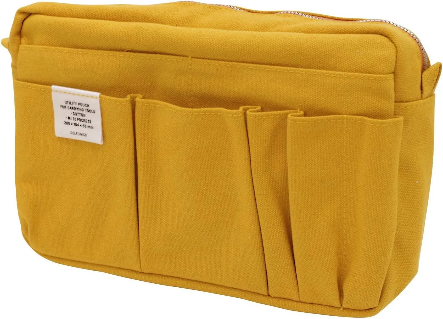 Delfonics] 500092 Inner Carrying Bag Size M Yellowe Cotton Pouch Case Bag in Bag, Yellow, 10.5 in. x 7.25 in. x 2.56 in. / medium, Compact