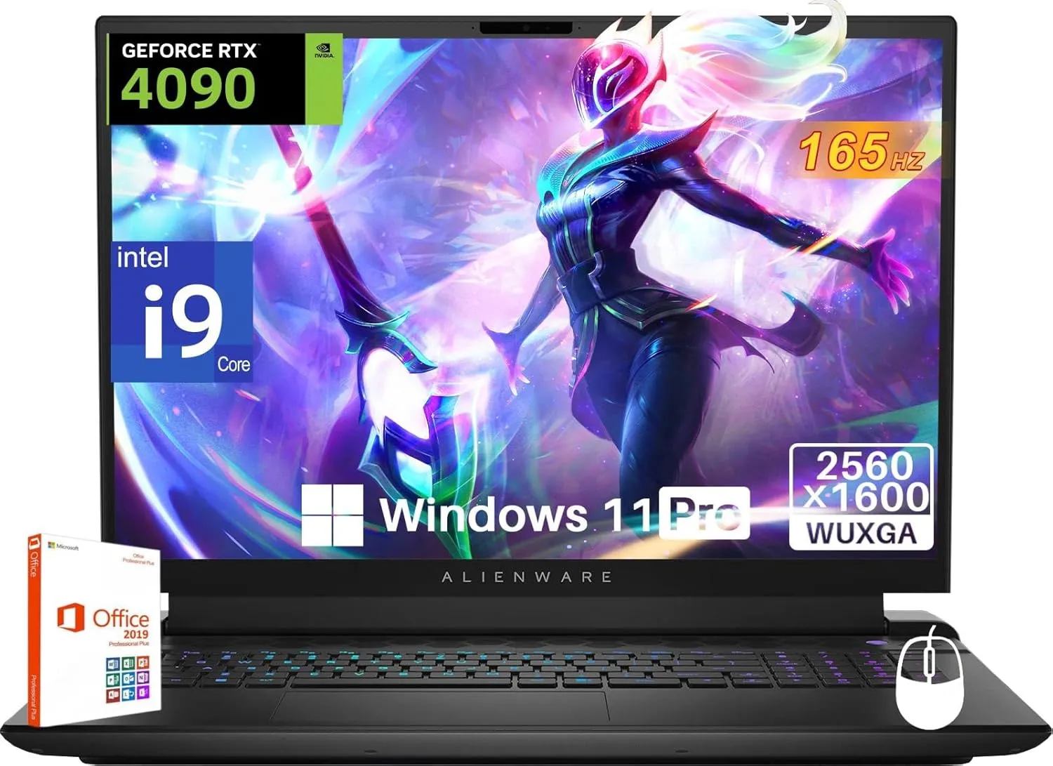 Dell Alienware m18 R2 Gaming Laptop, 18" QHD (2560 x 1600) 165Hz, FHD Camera, Intel 24-Core i9 14900HX, GeForce RTX 4090, 64 GB DDR5, 8 TB SSD, Bluetooth 5.4, Win11 Pro, Office 2019, w/Accessories