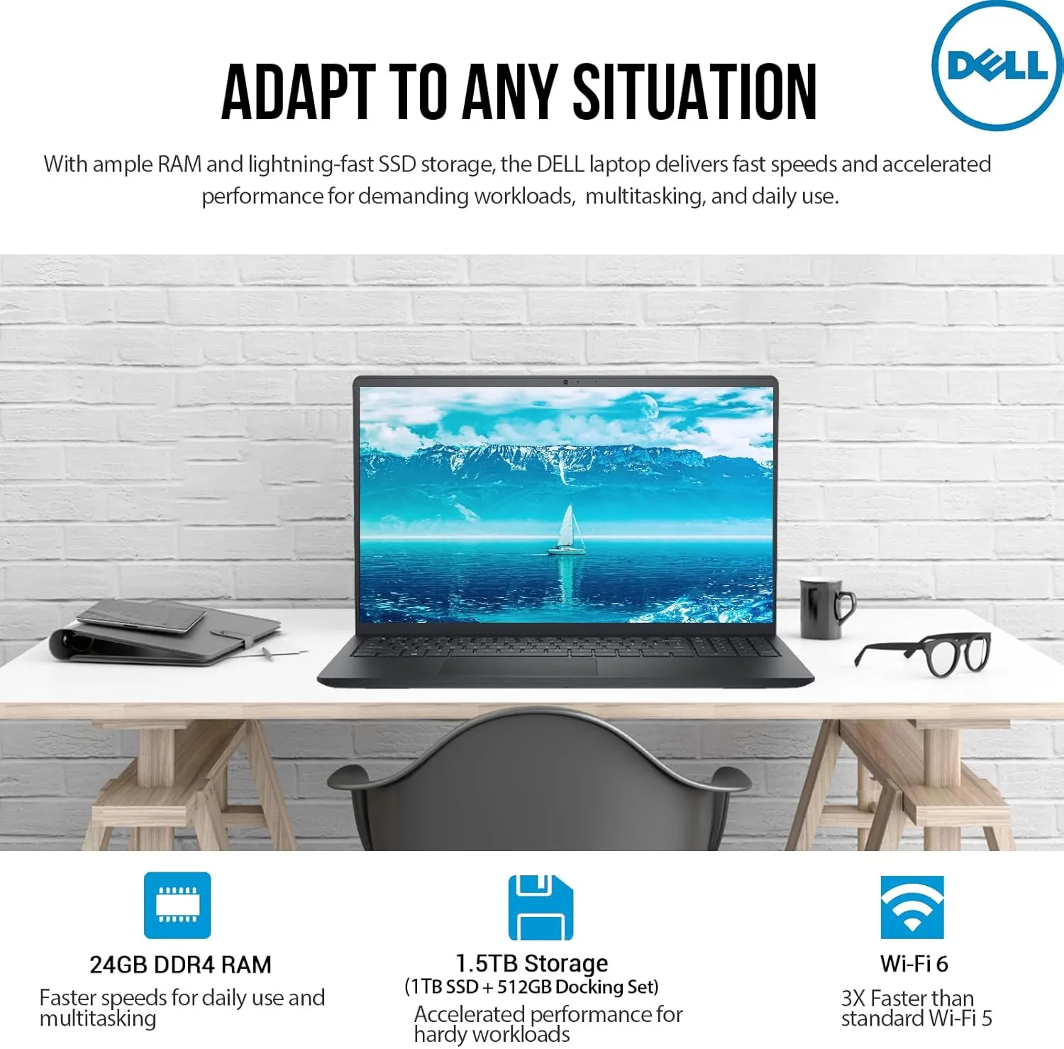 Dell Inspiron 15 3000 Laptop Computer, FHD 15.6 Laptop PC Notebook, Microsoft Office Lifetime, Intel 6-Core i3, 24GB RAM 1TB SSD 512GB Docking Set, Windows 11 Pro, 10-Key Number Pad
