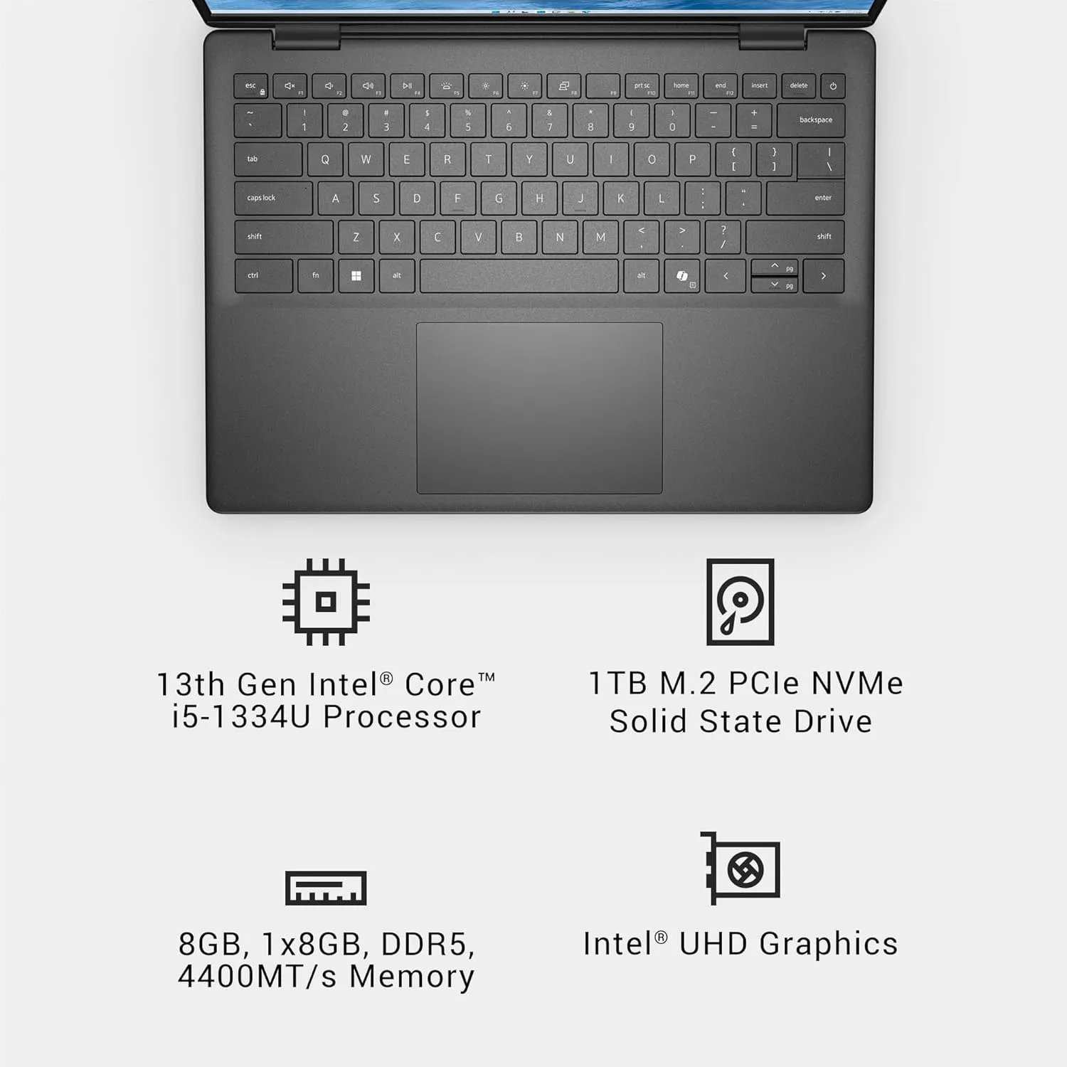 Dell Inspiron 5440 Laptop - 14.0-inch 16:10 FHD  (1920 x 1200) Display, Intel Core i5-1334U Processor, 8GB DDR5 RAM, 512GB SSD, Intel UHD Graphics, Windows 11 Home, Onsite Service - Carbon Black