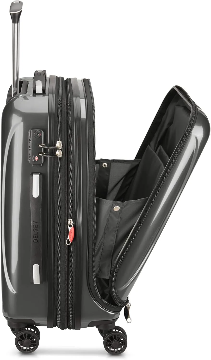 DELSEY PARIS Helium Aero Hardside Expandable Luggage with Spinner Wheels, Brushed Charcoal, Carry-On 19 Inch