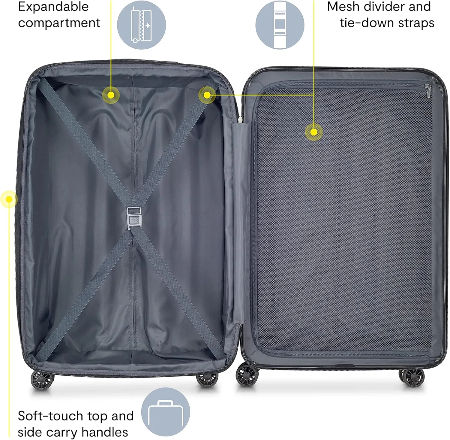 DELSEY PARIS Helium Aero Hardside Expandable Luggage with Spinner Wheels, Brushed Charcoal, Carry-On 19 Inch