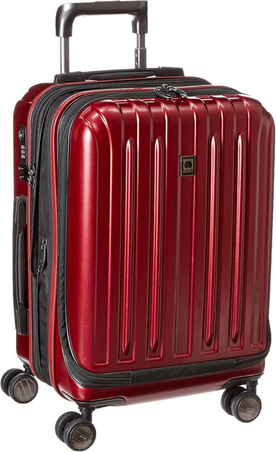 DELSEY PARIS Titanium Hardside Expandable Luggage with Spinner Wheels Carry-On Luggage, Black Cherry Red, Carry-On 19 Inch