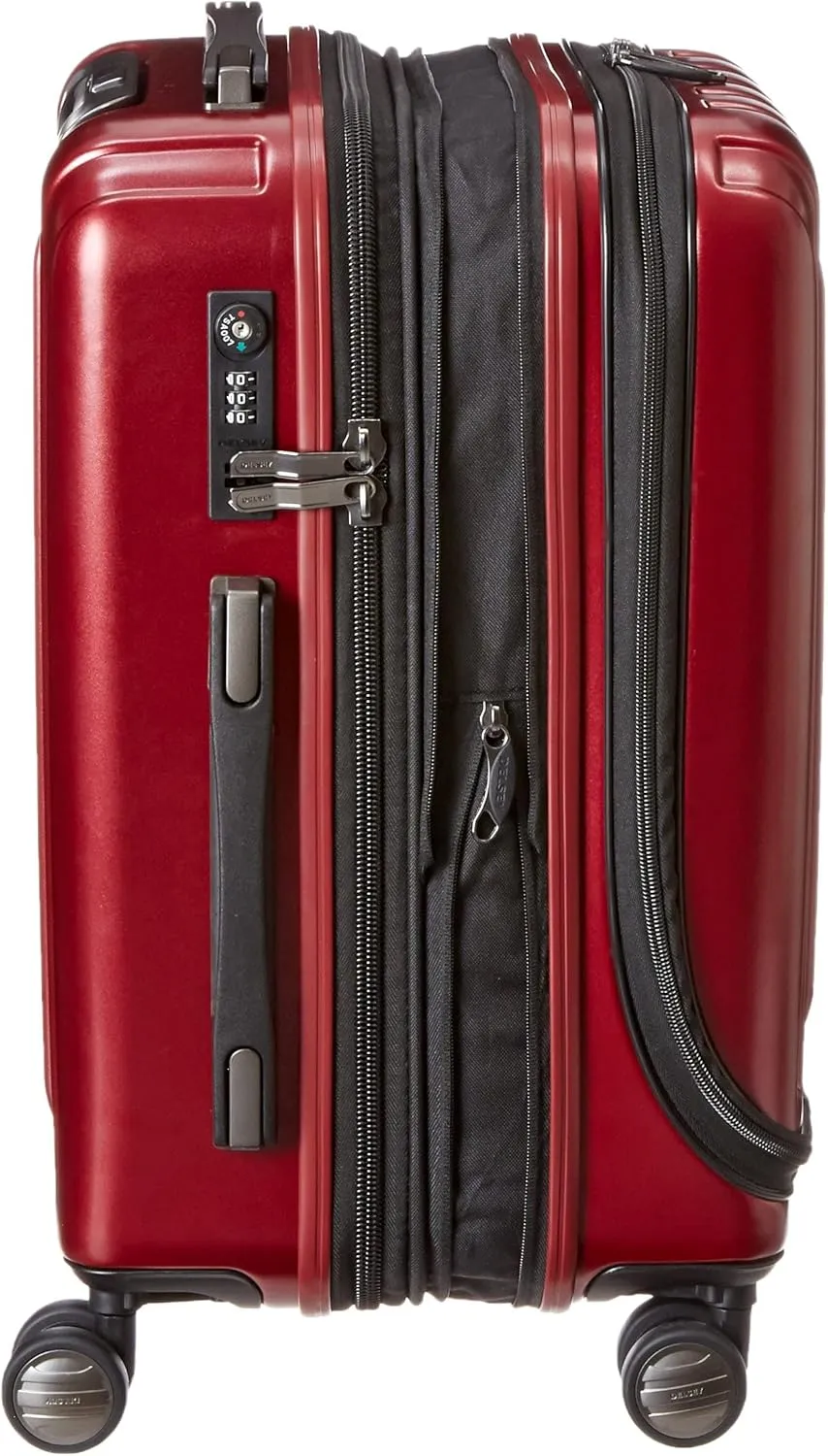 DELSEY PARIS Titanium Hardside Expandable Luggage with Spinner Wheels Carry-On Luggage, Black Cherry Red, Carry-On 19 Inch