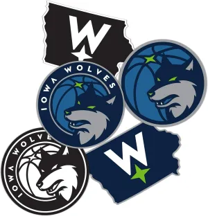 Desert Cactus Iowa Wolves NBA G League Minnesota Timberwolves Minor League Basketball Officially Licensed Sticker Vinyl Decal Laptop Water Bottle Car Scrapbook (Type 2-1)