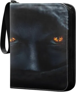 Devil Eyes Black Card Binder 4 Pocket Trading Card Album Fits 400 Sports/Game Cards, PU Cover 3 Ring Card Collection with 50 Removable Sleeves
