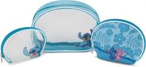 Disney Lilo and Stitch Cosmetic Case Set - Girls, Boys, Teens, Adults - Officially Licensed Lilo and Stitch Travel Cosmetic Case 3 Piece Set (Clear)