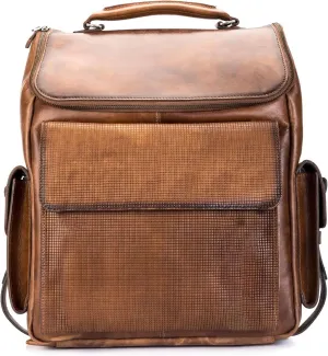 Distressed Brown Cowhide Leather Backpack For Adults Designer Business Work Computer Vintage Casual Laptop Travel Bag