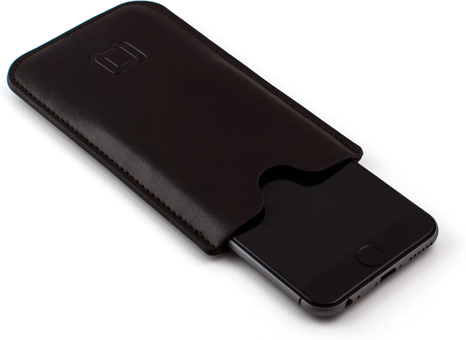 Dockem Executive Sleeve for iPhone 11 Pro Max, XS Max, 8 Plus, 7 Plus, 6/6S  (6.5" Models): Synthetic/Vegan Leather with Microfiber Lining, Slim, Simple, Slip-on Case [Dark Brown]