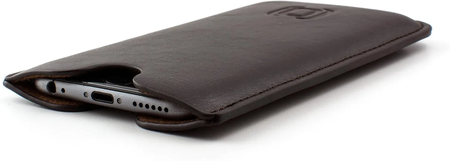 Dockem Executive Sleeve for iPhone 11 Pro Max, XS Max, 8 Plus, 7 Plus, 6/6S  (6.5" Models): Synthetic/Vegan Leather with Microfiber Lining, Slim, Simple, Slip-on Case [Dark Brown]