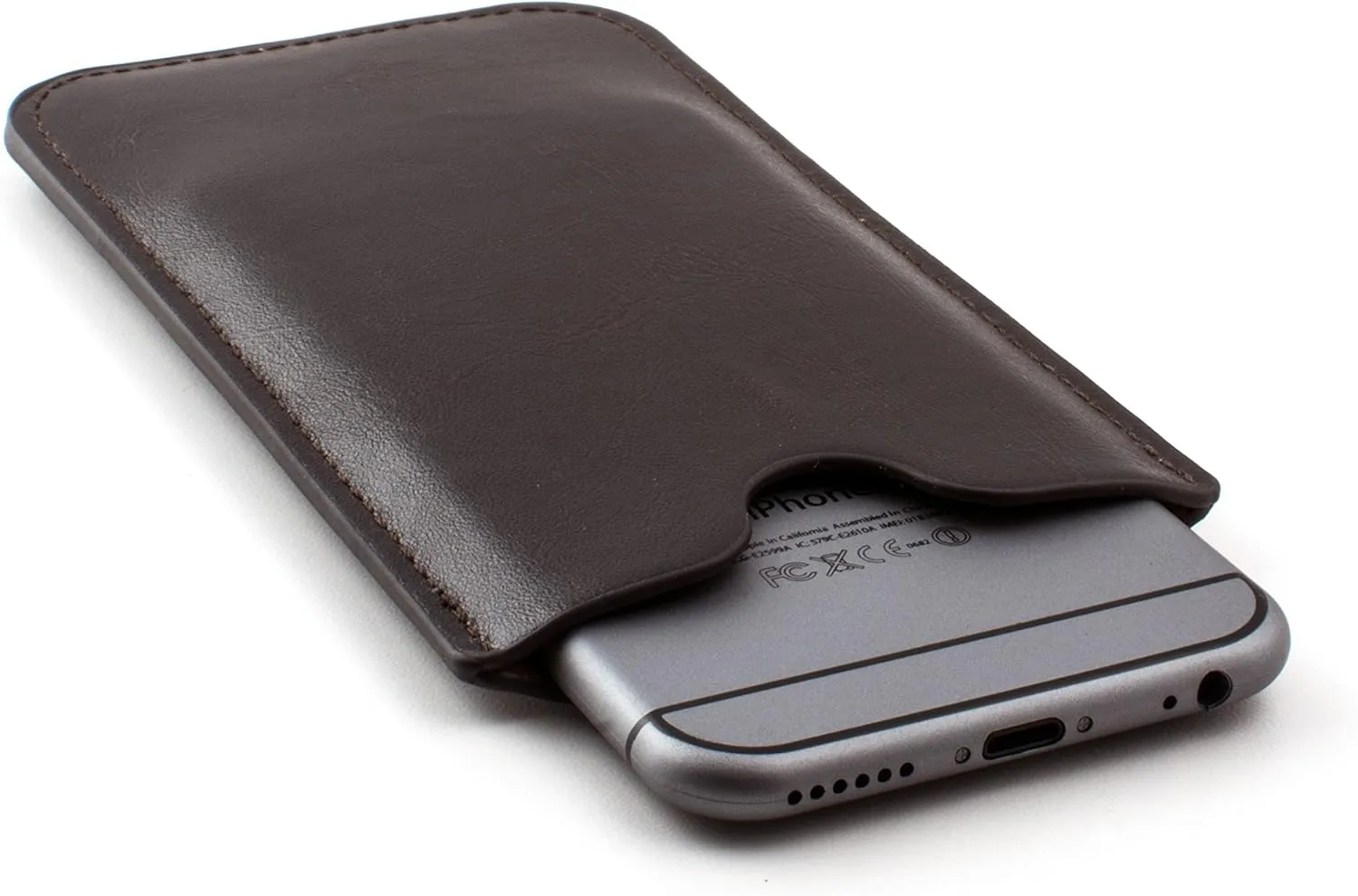 Dockem Executive Sleeve for iPhone 11 Pro Max, XS Max, 8 Plus, 7 Plus, 6/6S  (6.5" Models): Synthetic/Vegan Leather with Microfiber Lining, Slim, Simple, Slip-on Case [Dark Brown]