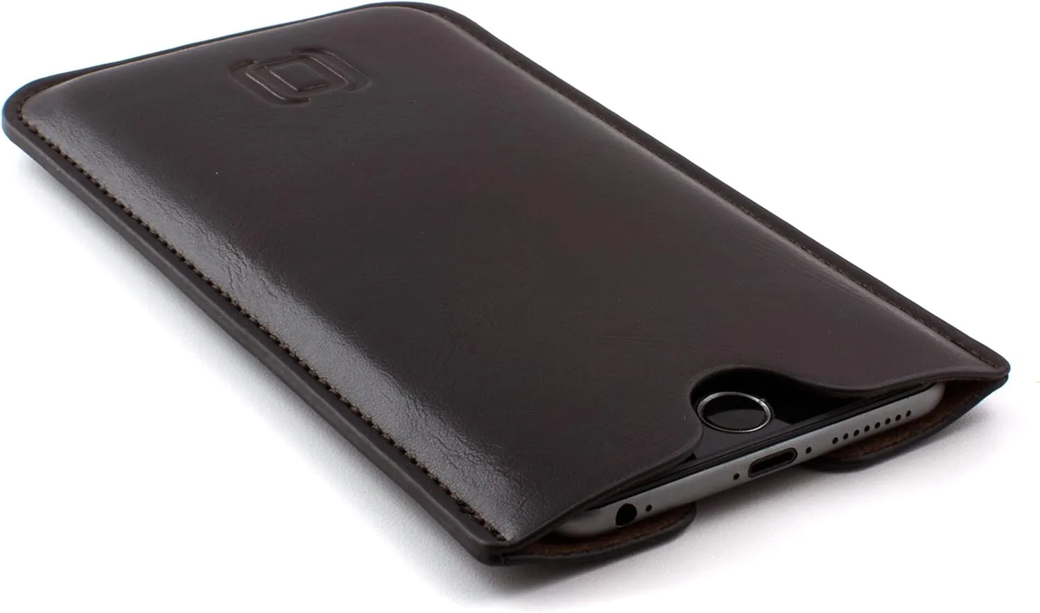 Dockem Executive Sleeve for iPhone 11 Pro Max, XS Max, 8 Plus, 7 Plus, 6/6S  (6.5" Models): Synthetic/Vegan Leather with Microfiber Lining, Slim, Simple, Slip-on Case [Dark Brown]