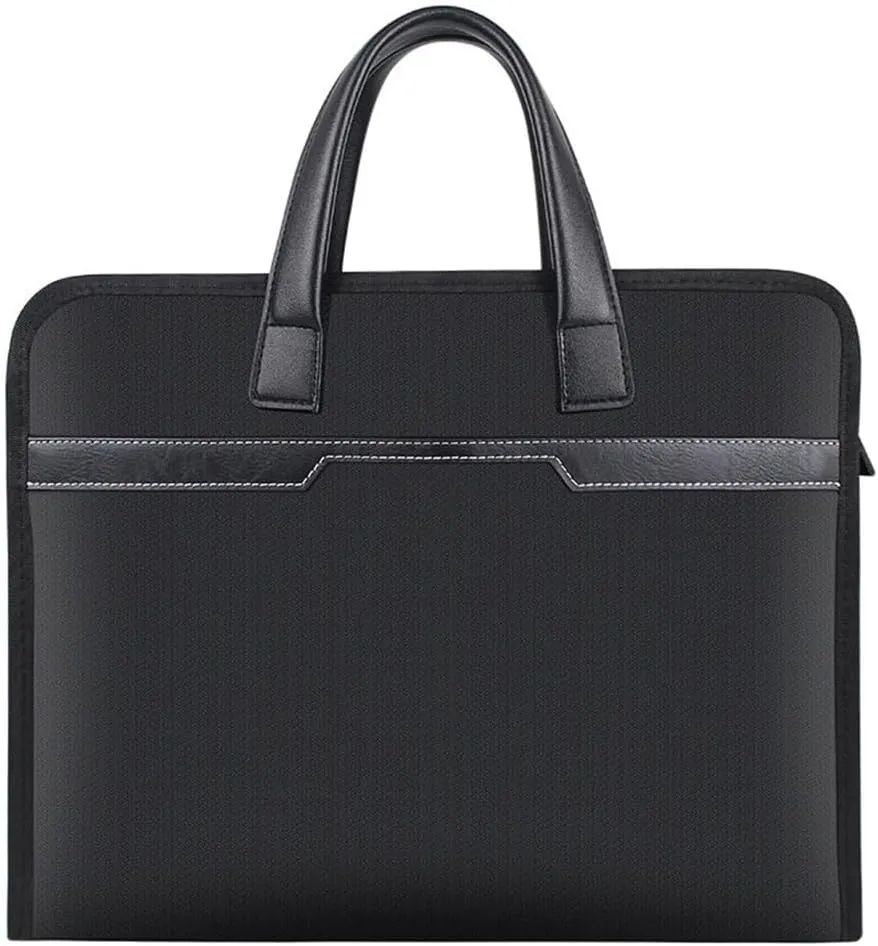 Document Bag Black Handbag Casual Canvas Business Briefcase Large Capacity File Handbag Waterproof Thickened