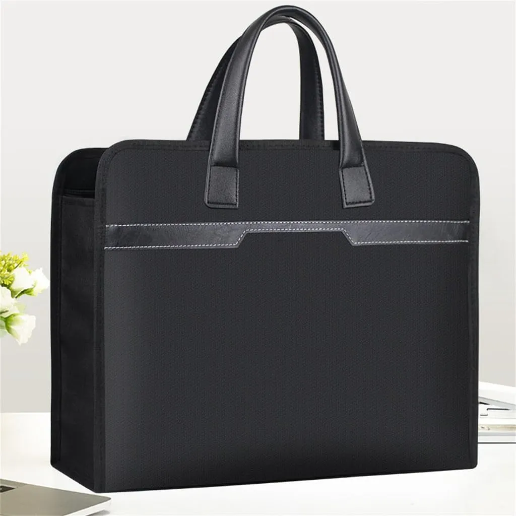 Document Bag Black Handbag Casual Canvas Business Briefcase Large Capacity File Handbag Waterproof Thickened