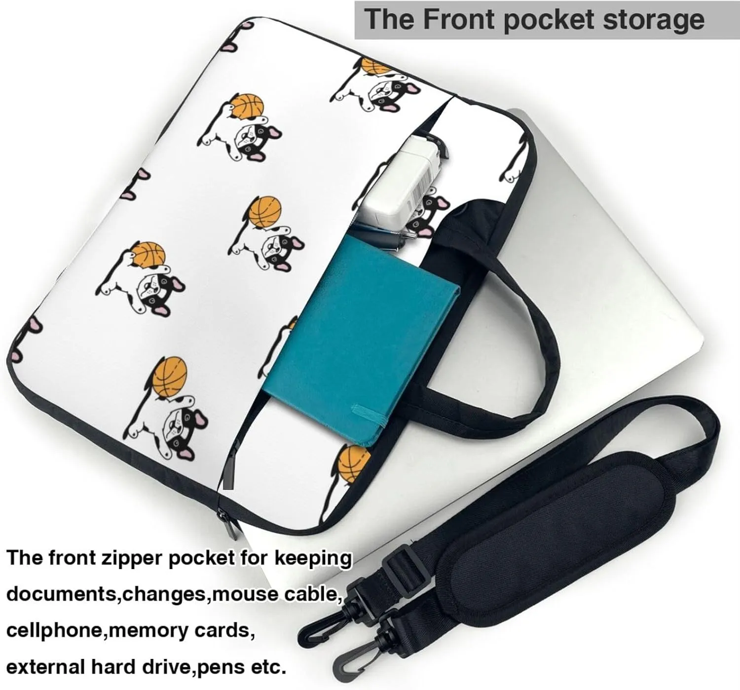 Dog Paw Seamless Pattern Laptop Bag Classic Slim Briefcase Messenger Bag, Spacious, Ergonomic
