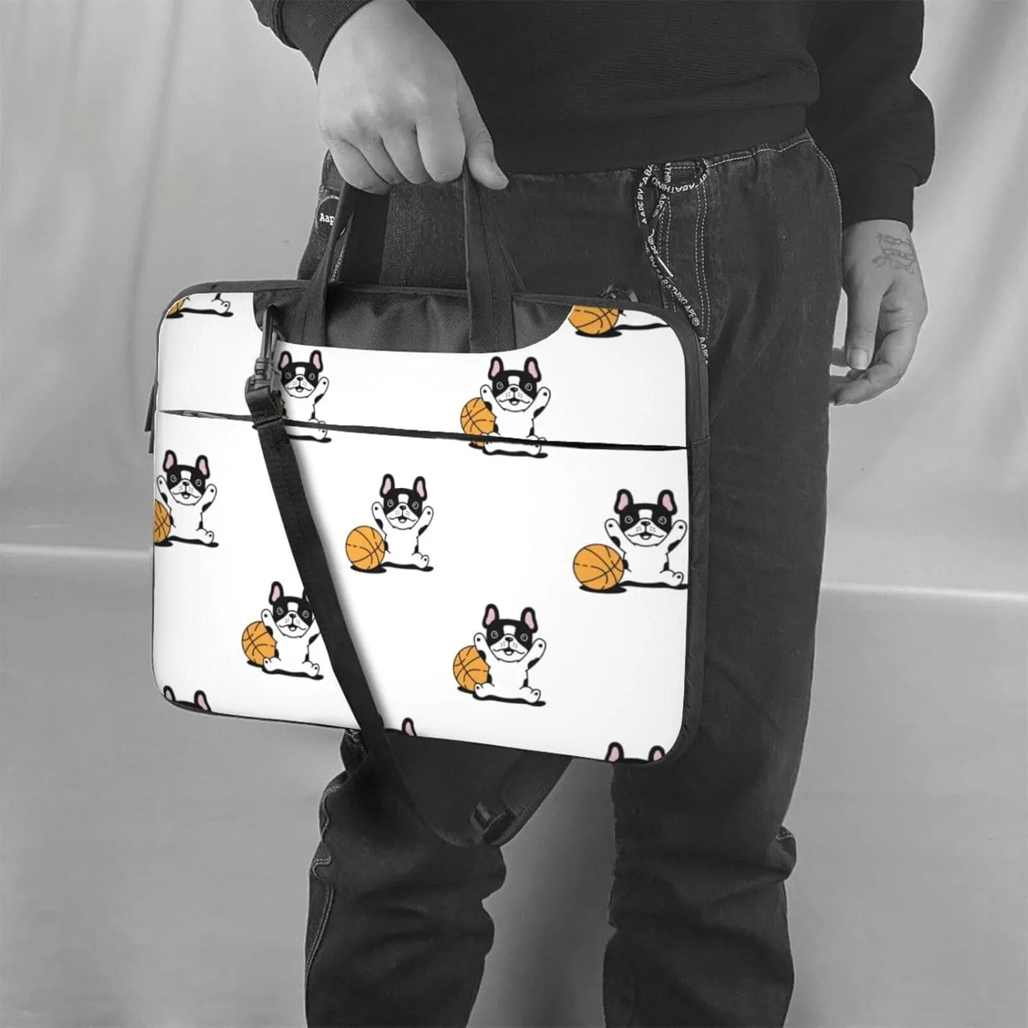 Dog Paw Seamless Pattern Laptop Bag Classic Slim Briefcase Messenger Bag, Spacious, Ergonomic