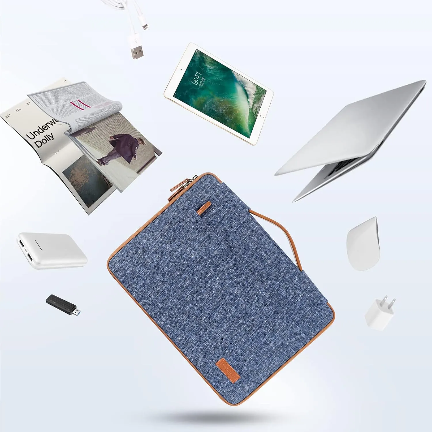 DOMISO 13 inch Laptop Sleeve Case Waterproof Carrying Bag for 12.5-13" Notebook/13 MacBook/12.9" iPad Pro/13 MacBook Air Retina 2018/12.3" Microsoft Surface Pro, Blue