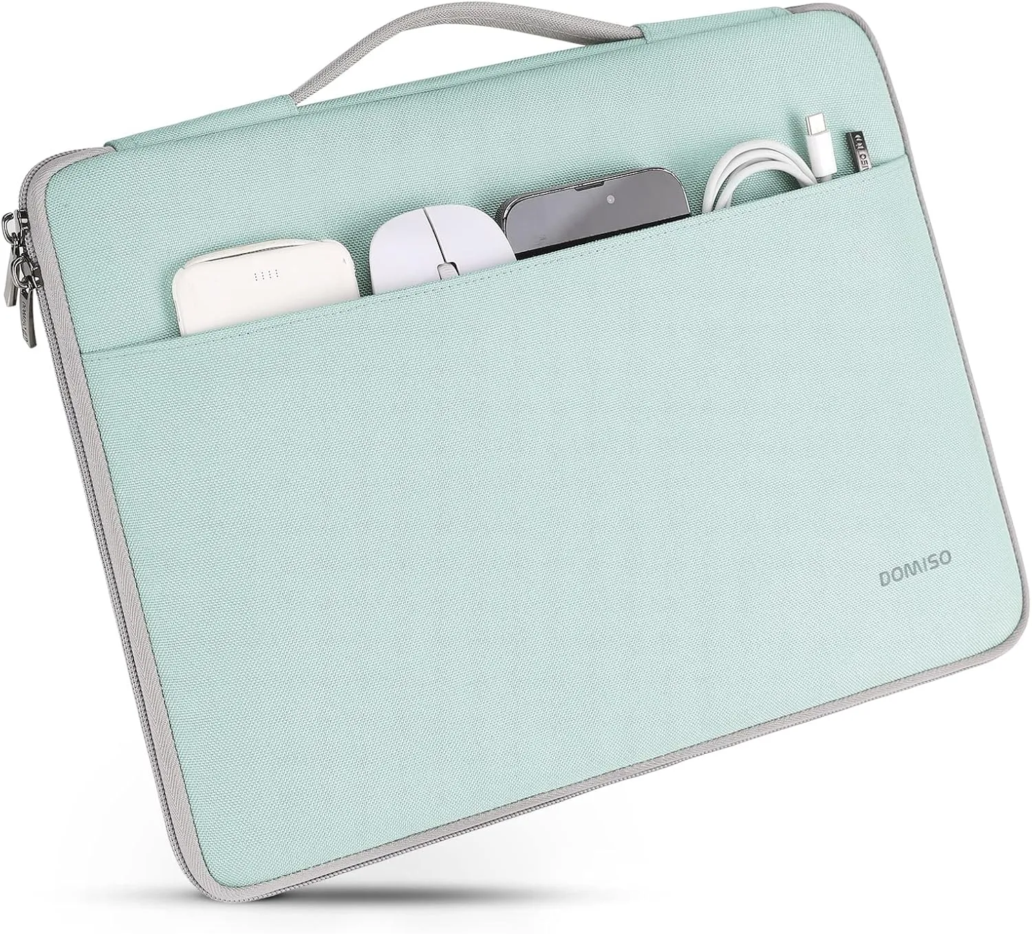 DOMISO 15.6 Inch Laptop Sleeve Canvas Notebook Portable Carrying Bag Case Handbag for 15.6" ThinkPad E15 Gen 2 4/Legion 5 Gen 6/16" ThinkPad T16/16 Swift 3/16" Yoga Slim 7 Pro/HP EliteBook,Mint Green