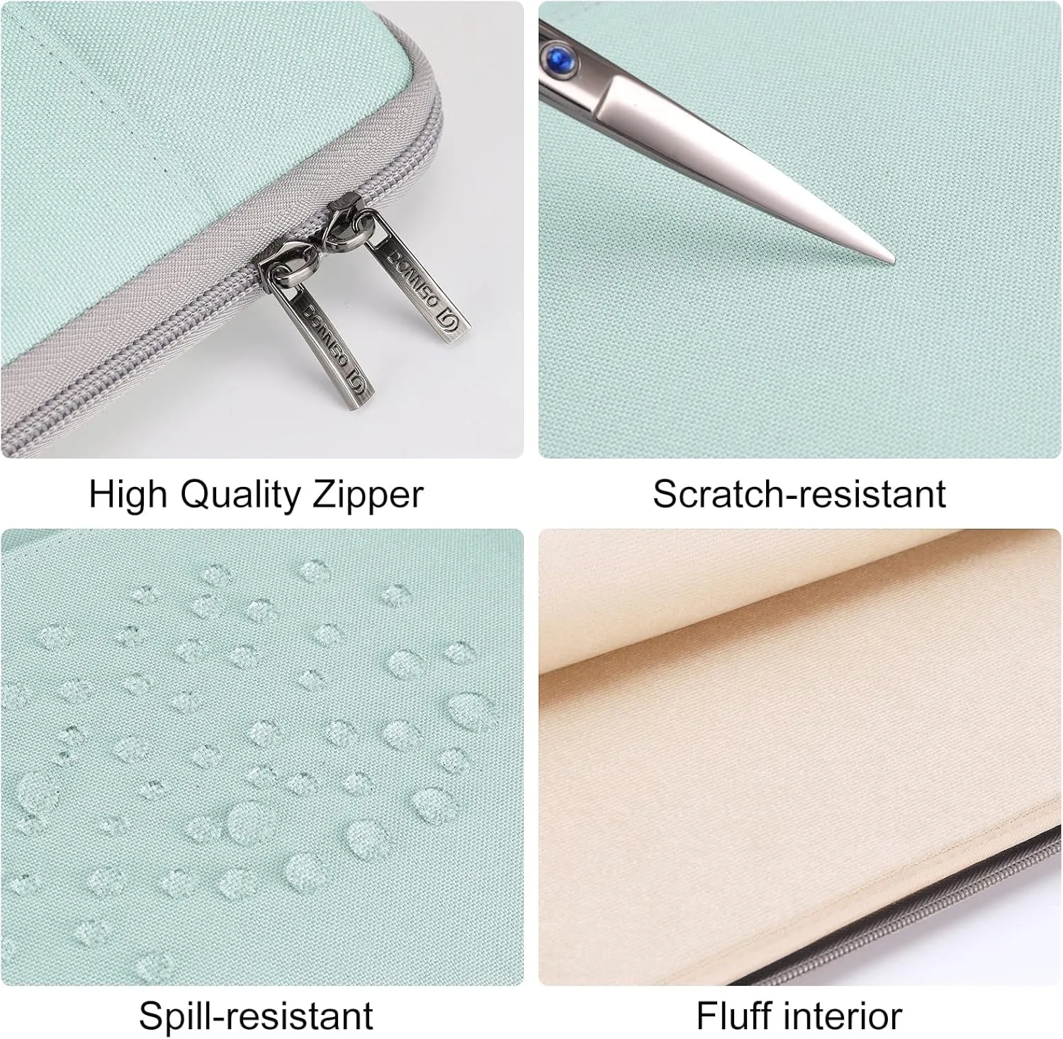 DOMISO 15.6 Inch Laptop Sleeve Canvas Notebook Portable Carrying Bag Case Handbag for 15.6" ThinkPad E15 Gen 2 4/Legion 5 Gen 6/16" ThinkPad T16/16 Swift 3/16" Yoga Slim 7 Pro/HP EliteBook,Mint Green