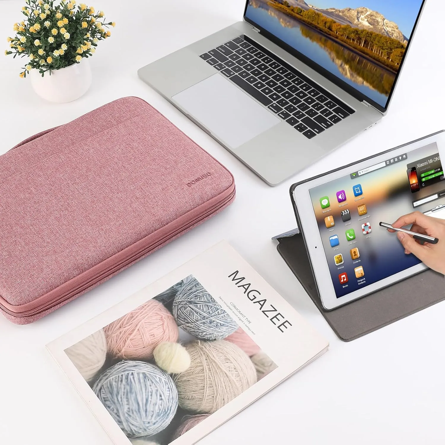DOMISO 15.6 inch Laptop Sleeve Notebook Portable Carrying Bag Case Handbag for 15.6" Legion 5 Gen 6/ThinkPad E15 Gen 2 4/16" ThinkPad T16/16 Swift 3/16" Yoga Slim 7 Pro/HP EliteBook,Pink