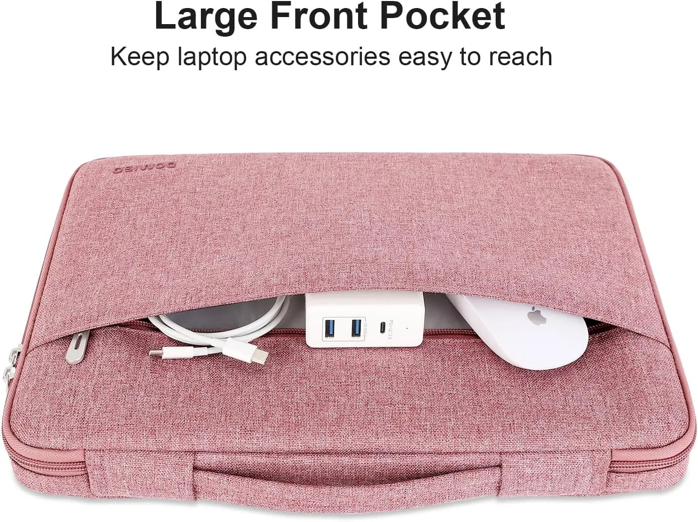 DOMISO 15.6 inch Laptop Sleeve Notebook Portable Carrying Bag Case Handbag for 15.6" Legion 5 Gen 6/ThinkPad E15 Gen 2 4/16" ThinkPad T16/16 Swift 3/16" Yoga Slim 7 Pro/HP EliteBook,Pink