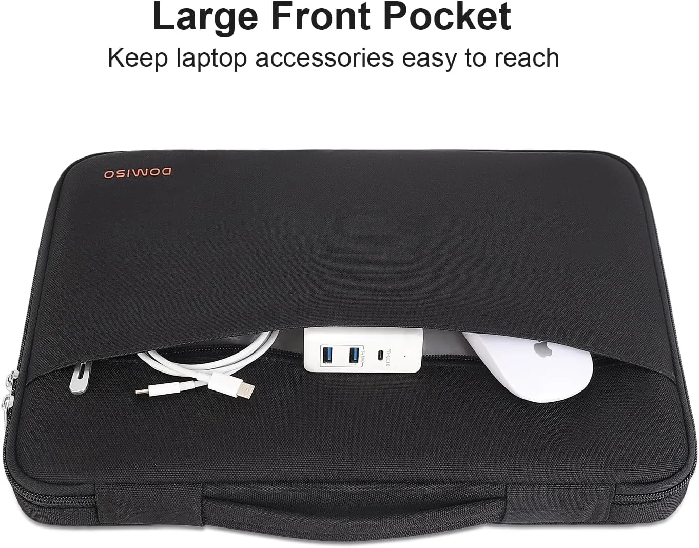 DOMISO 16 Inch Laptop Sleeve Canvas Notebook Portable Carrying Bag Case Handbag for 16" Dell/HP Pavilion Envy/ThinkPad IdeaPad/ASUS Vivobook,Black