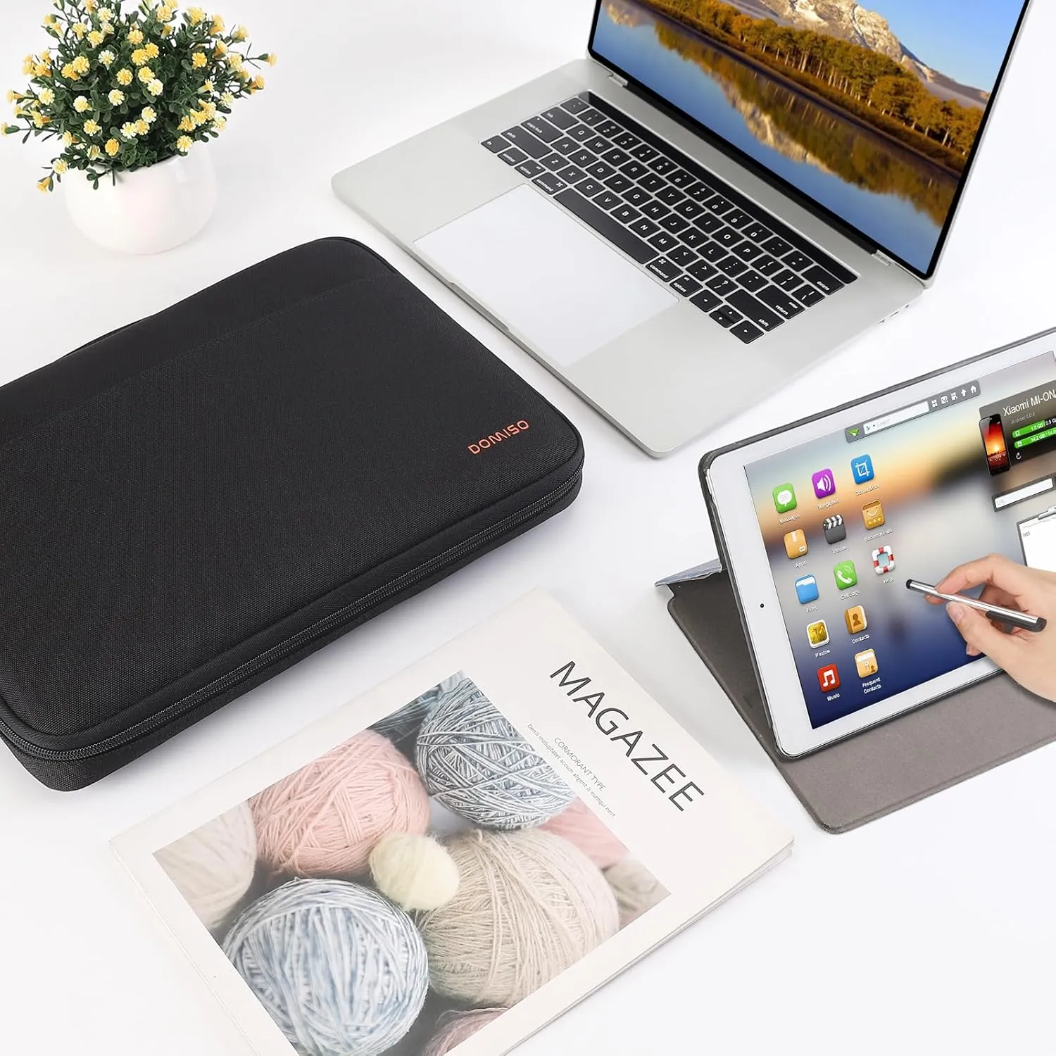 DOMISO 16 Inch Laptop Sleeve Canvas Notebook Portable Carrying Bag Case Handbag for 16" Dell/HP Pavilion Envy/ThinkPad IdeaPad/ASUS Vivobook,Black
